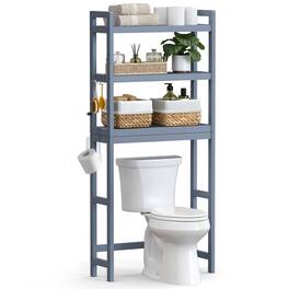 Songmics Home - Over The Toilet Storage, 3-Tier Over Toilet Bathroom Organizer with Adjustable Shelf, 10.2 x 24.8 x 66.9 Inches - Gray