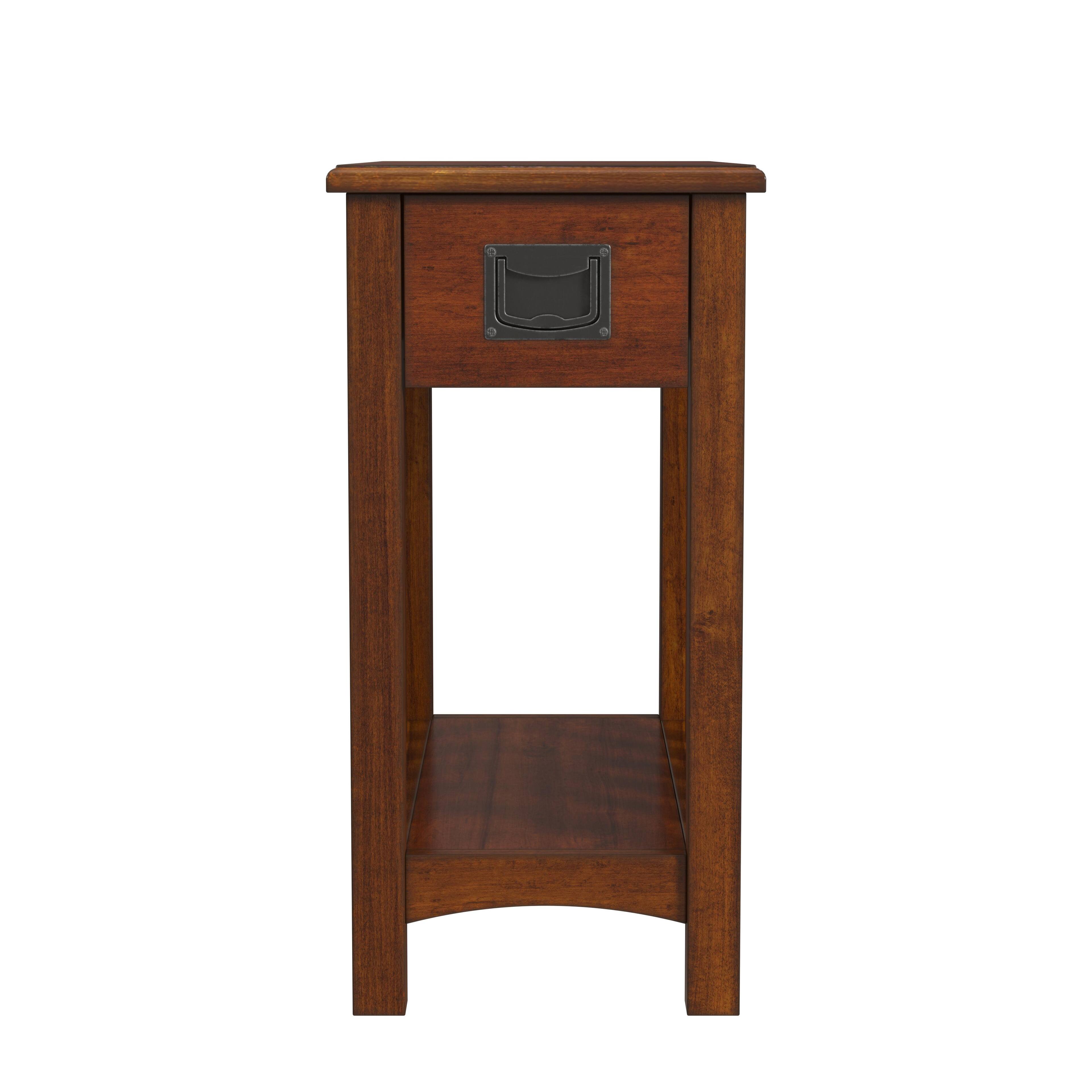 Alt View 1. Butler Specialty - Larina 16 in. W Rectangular Wood Shaker 1 Drawer Side Table with Lower Open Shelf - Light Brown.