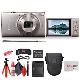 Canon - PowerShot IXUS 285 HS A Digital Camera (Silver) + Case + More