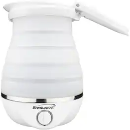 Brentwood - Kt-1508w .85-quart Dual-voltage Collapsible Travel Kettle - White