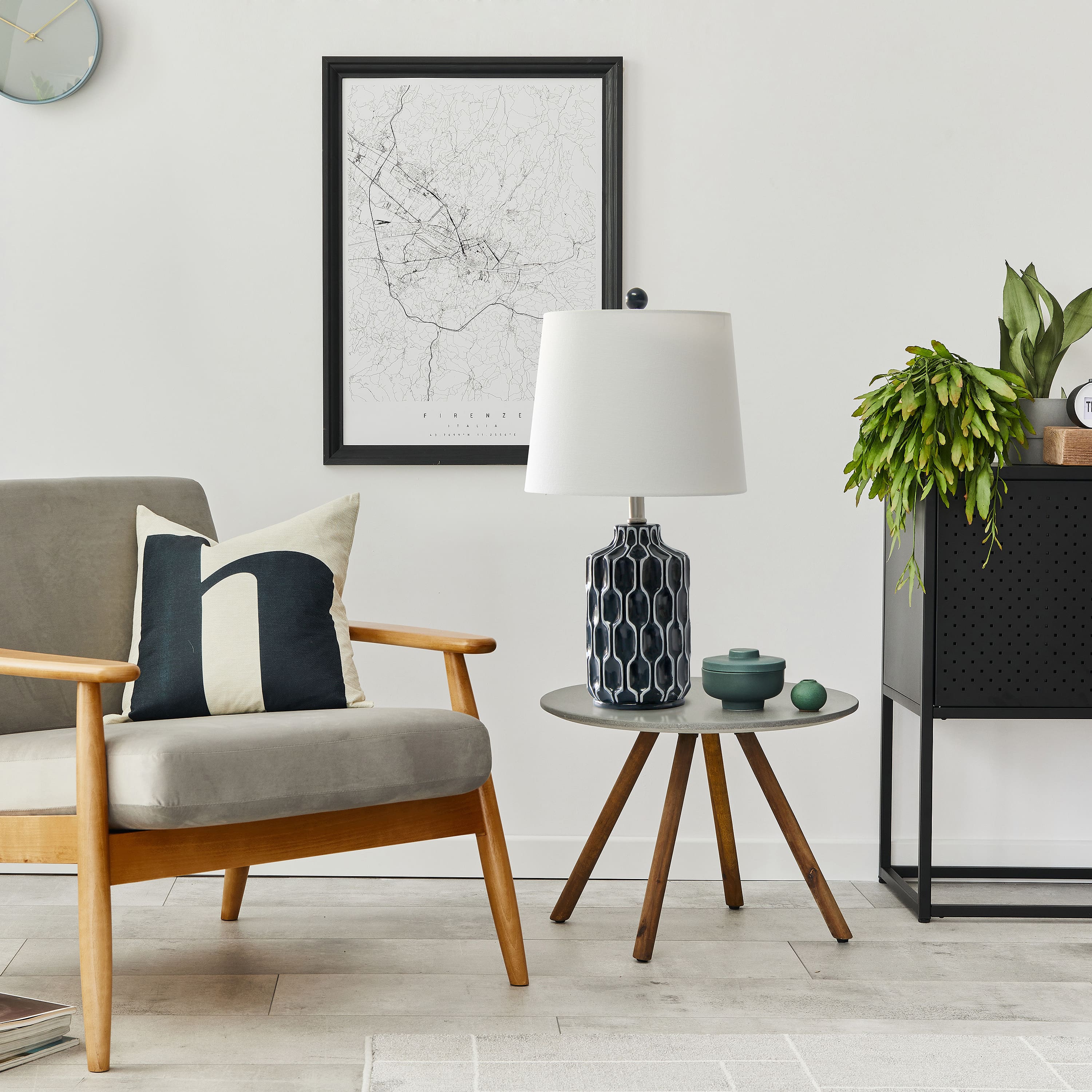 Alt View 12. Lalia Home - Moroccan Table Lamp with Fabric White Shade - Blue.