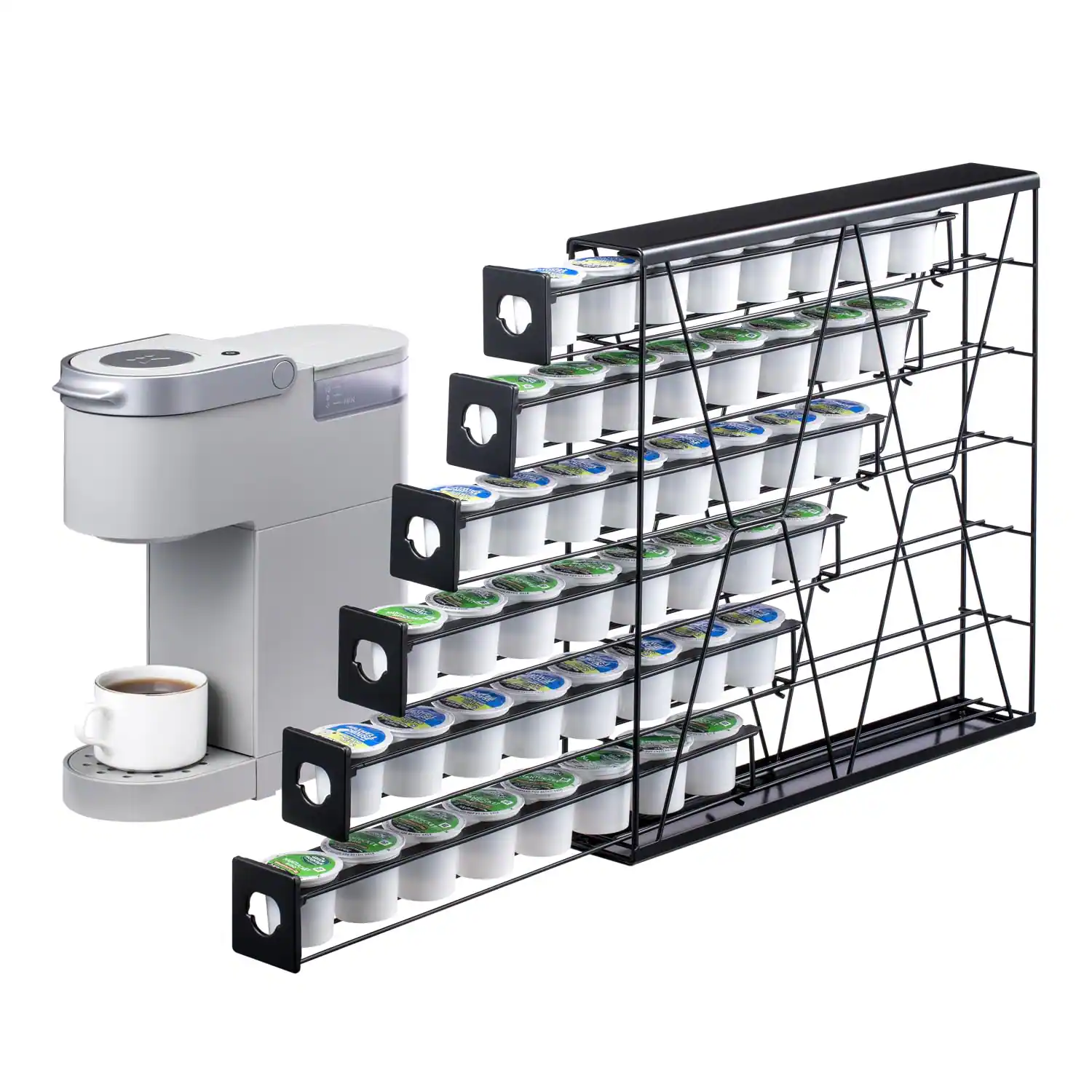 Reds Spade - FlagShip 5-Tier Corner Coffee Pod Organizer for K Cup - 40 Capsules Metal Storage, Space-Saving Kitchen Cou - 6 Tier