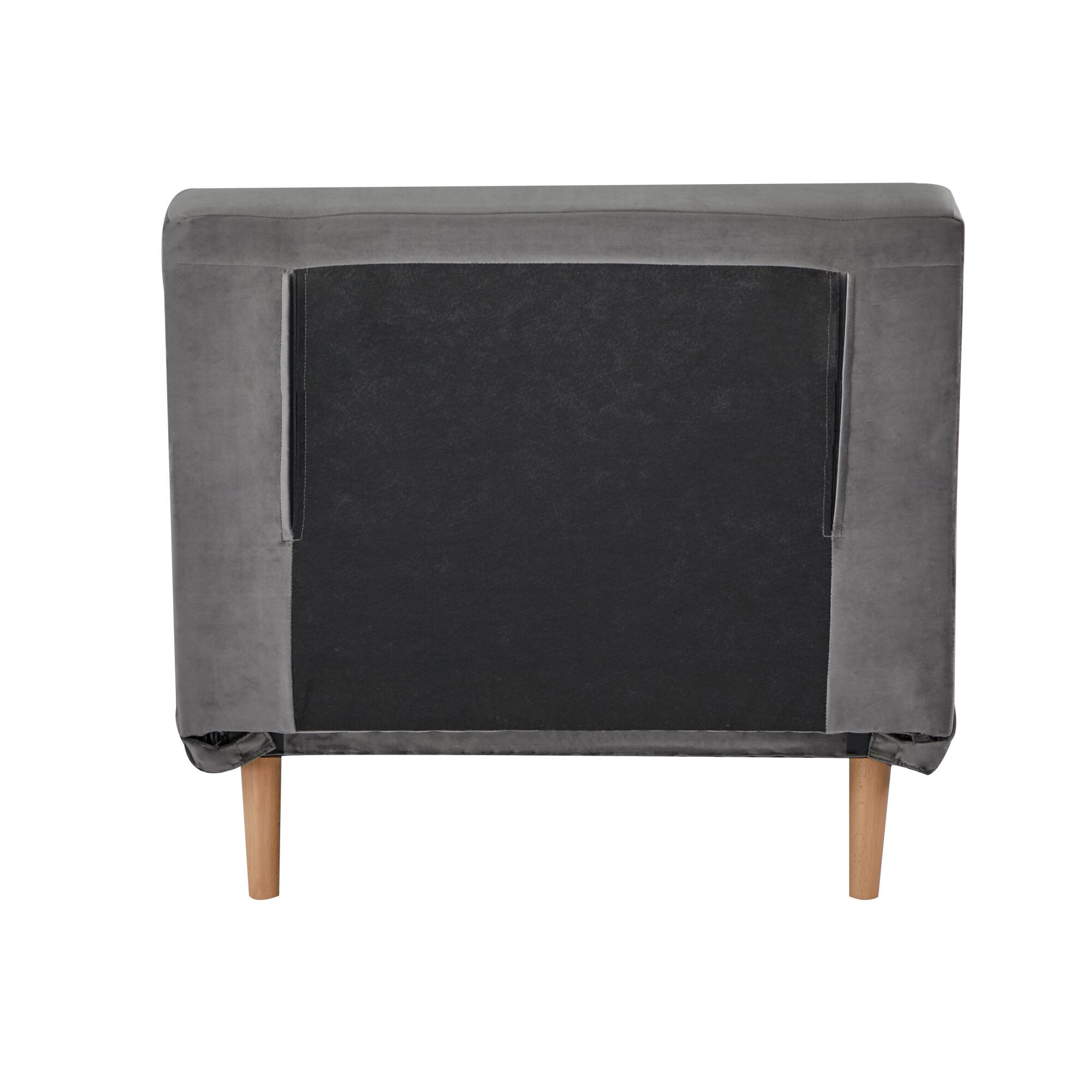Back. GOODSILO - Modern Velvet Foldable Sleeper Chair with Adjustable Backrest - Converts to Bed in Seconds - Grey.