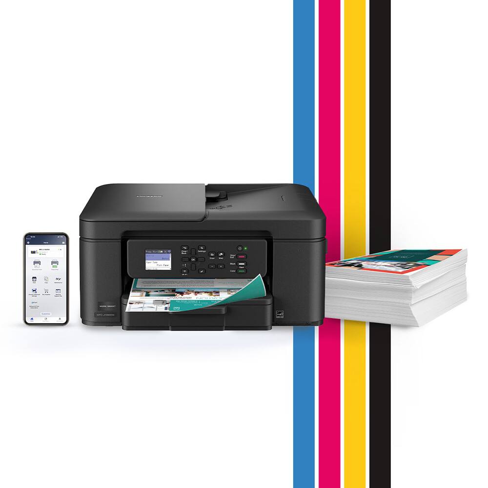 Angle. Brother - Work Smart 1360 Wireless All-in-One Inkjet Printer with Auto Duplex Printing MFC-J1360DW + Print Like A Pro Bundle.