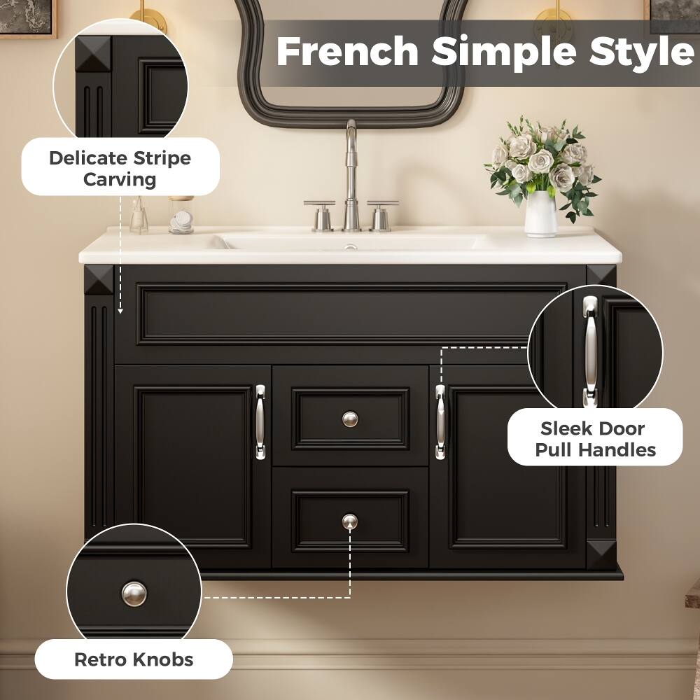 French Simple Style  
Delicate Stripe Carving  
Sleek Door Pull Handles  
Retro Knobs