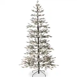 Best Choice Products - Pre-Lit Sparse Flocked Christmas Tree w/ 2-in-1 LEDs, Cordless Connection - Black