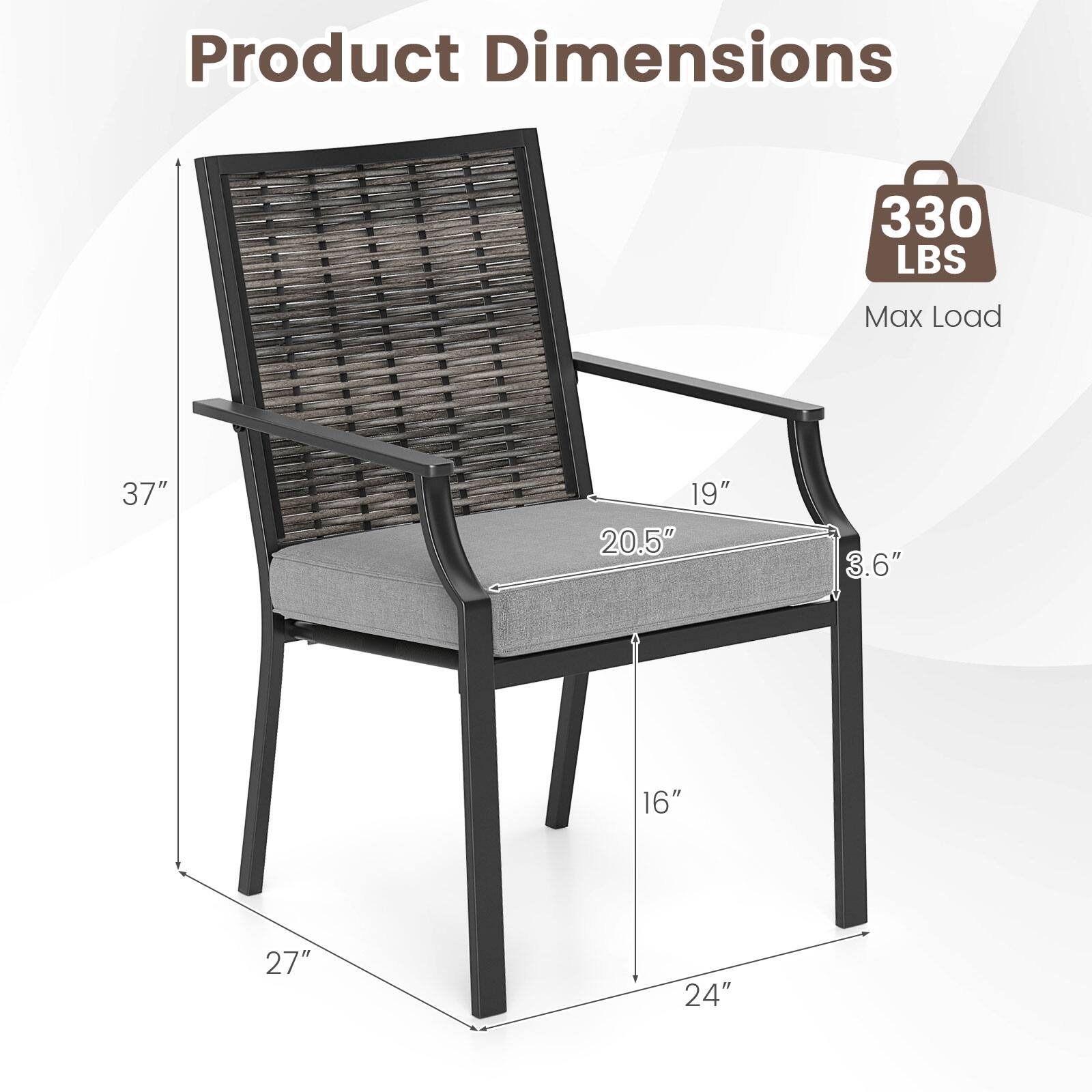 Product Dimensions: 37" 19" 20.5" 3.6" 16" 27" 24"

Max Load: 330 LBS