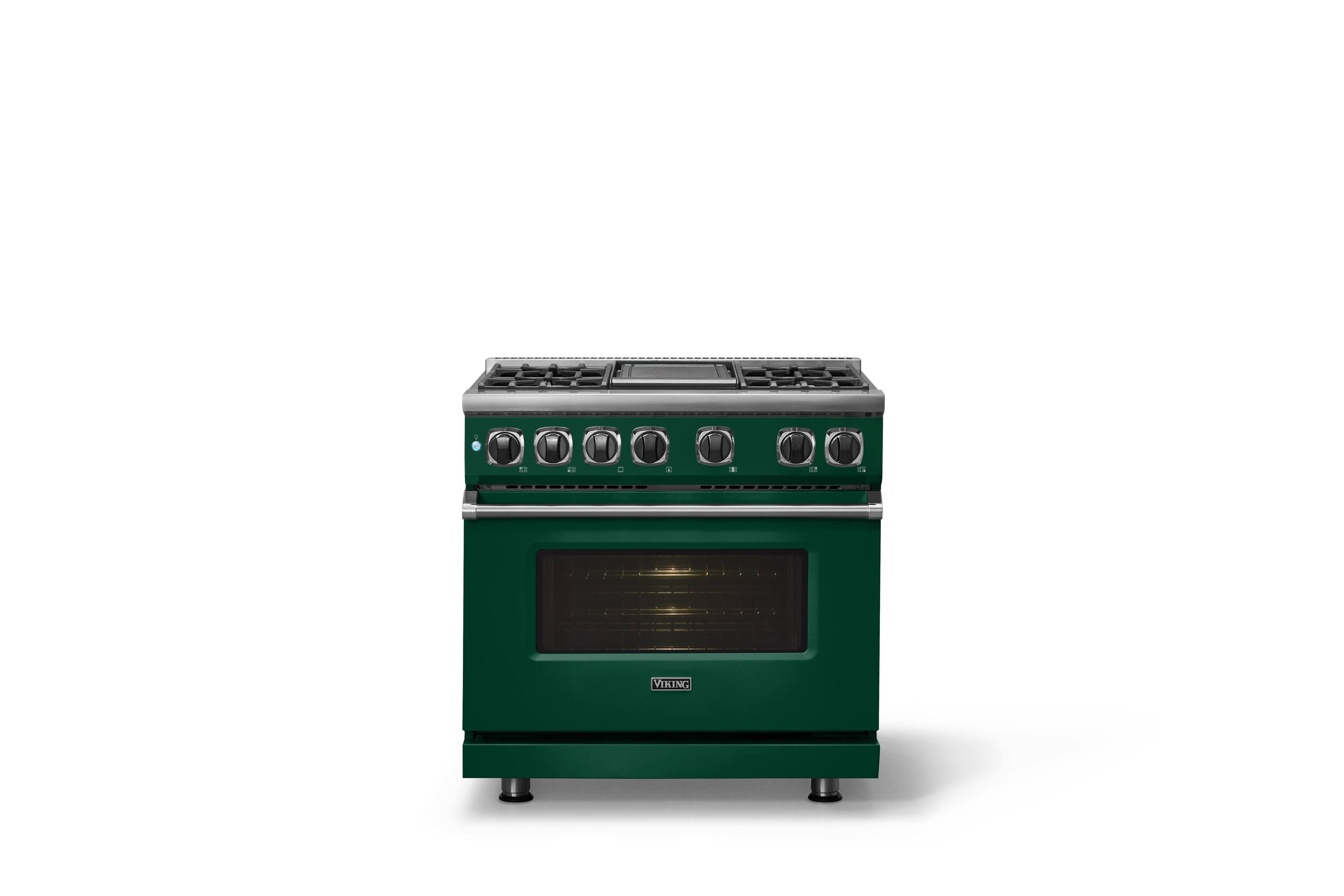 Alt View 1. Viking - 36 in. Wide 4 Burner Dual Fuel Sealed Burner Range with Griddle-LP - Ivy.