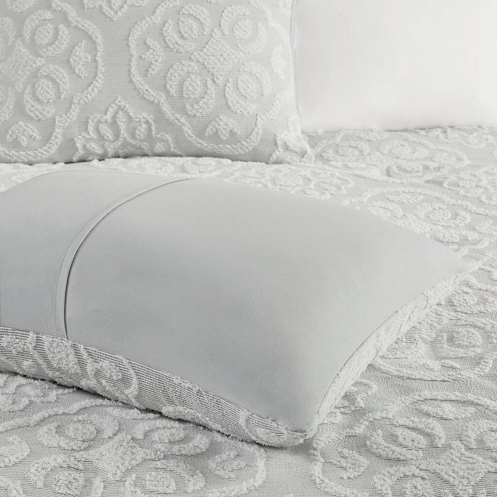 Alt View 3. Gracie Mills - Gracie Mills Woodward Shabby Chic Tufted Woven Medallion Duvet Cover Set - Grey/White.