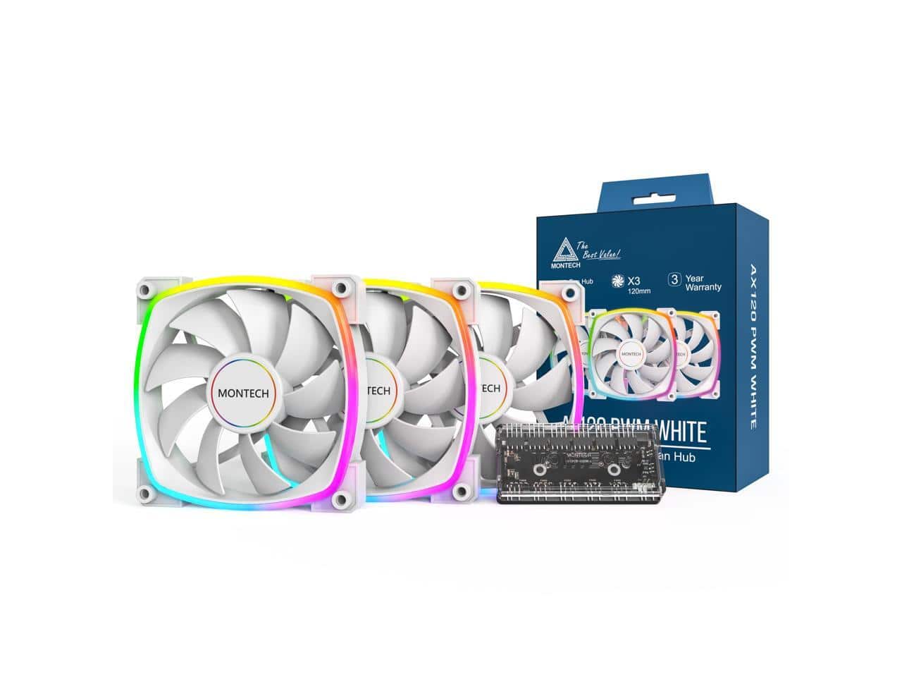 Montech AX 120MM PWM Fan Silent, High Speed, ARGB Lighting, HDB