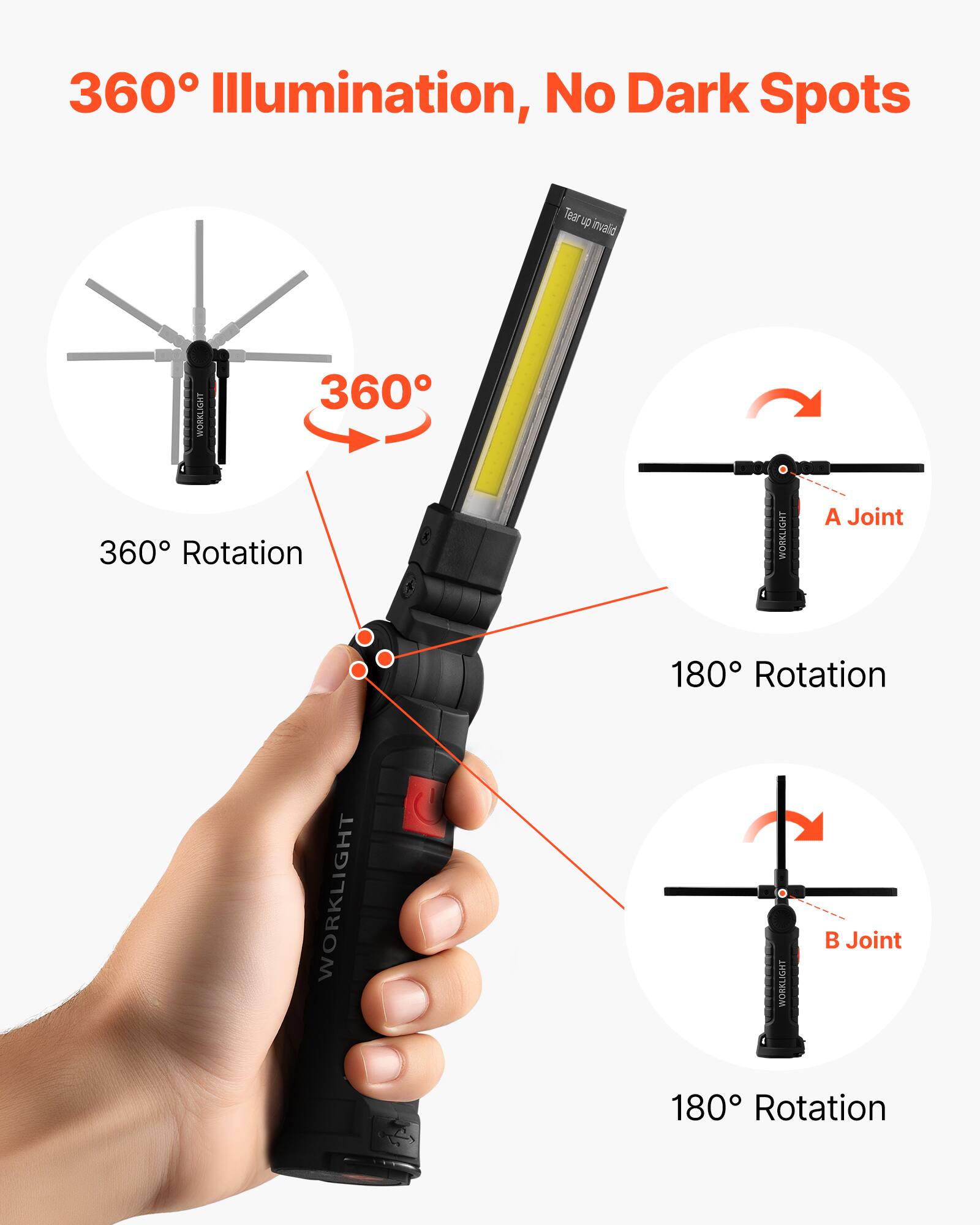 360° Illumination, No Dark Spots

360° Rotation

A Joint 180° Rotation

B Joint 180° Rotation