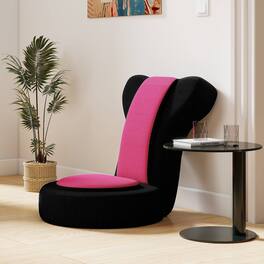 Costway - Lazy Sofa Chair with Adjustable Headrest & Backrest, Sponge Padded Seat,Metal Frame - Black + Pink