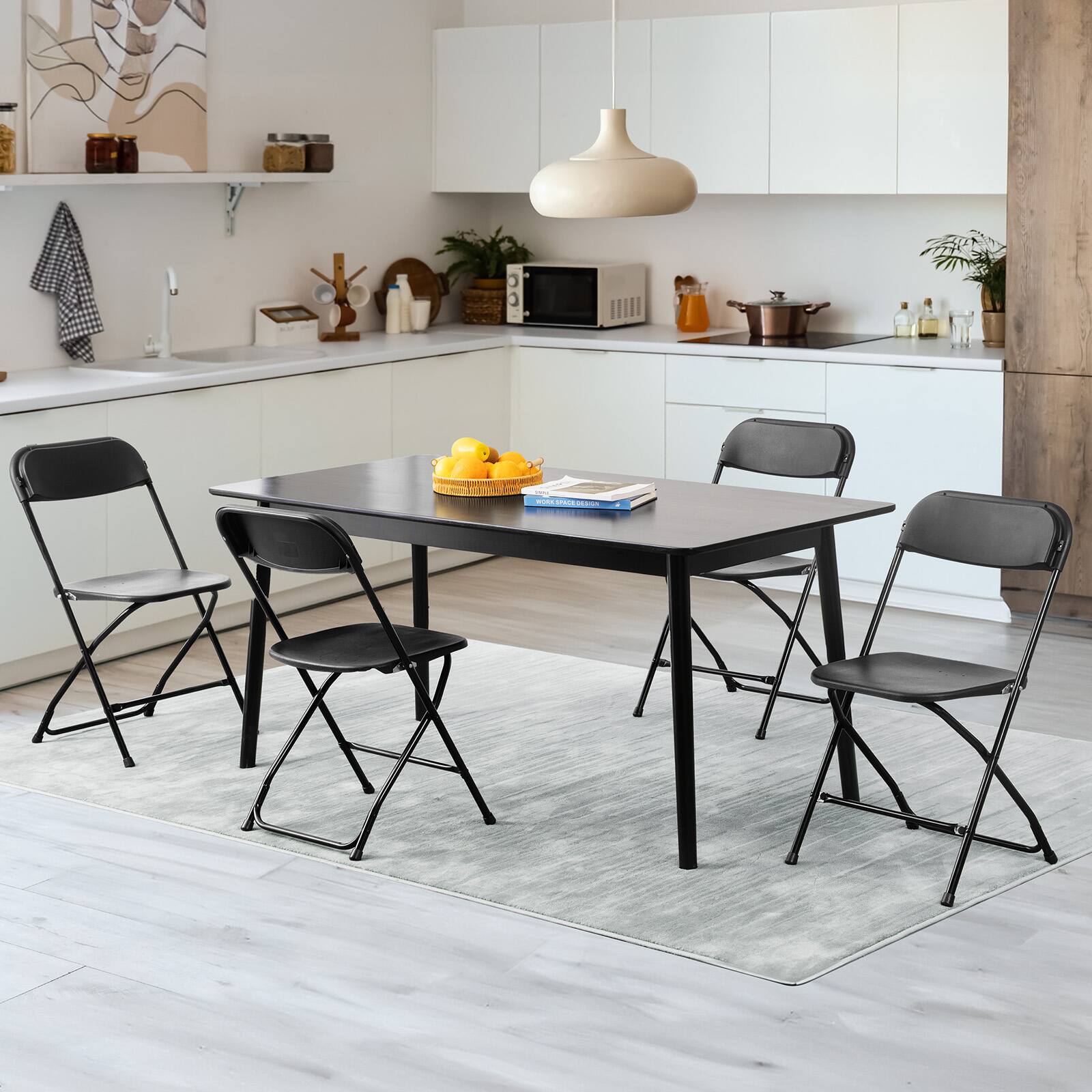 Angle. AENKYO - 10 Pack Folding Chair, Indoor Outdoor Portable, Stackable for Events, Offices, Weddings, Picnics and Restaurants - Black.