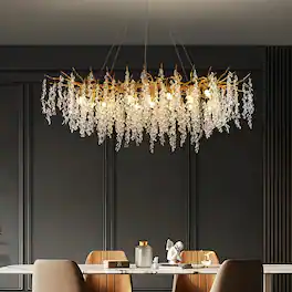 Siljoy - Elegant Luxury French Creative Branch Design with Tassel Glass Chandelier - Gold