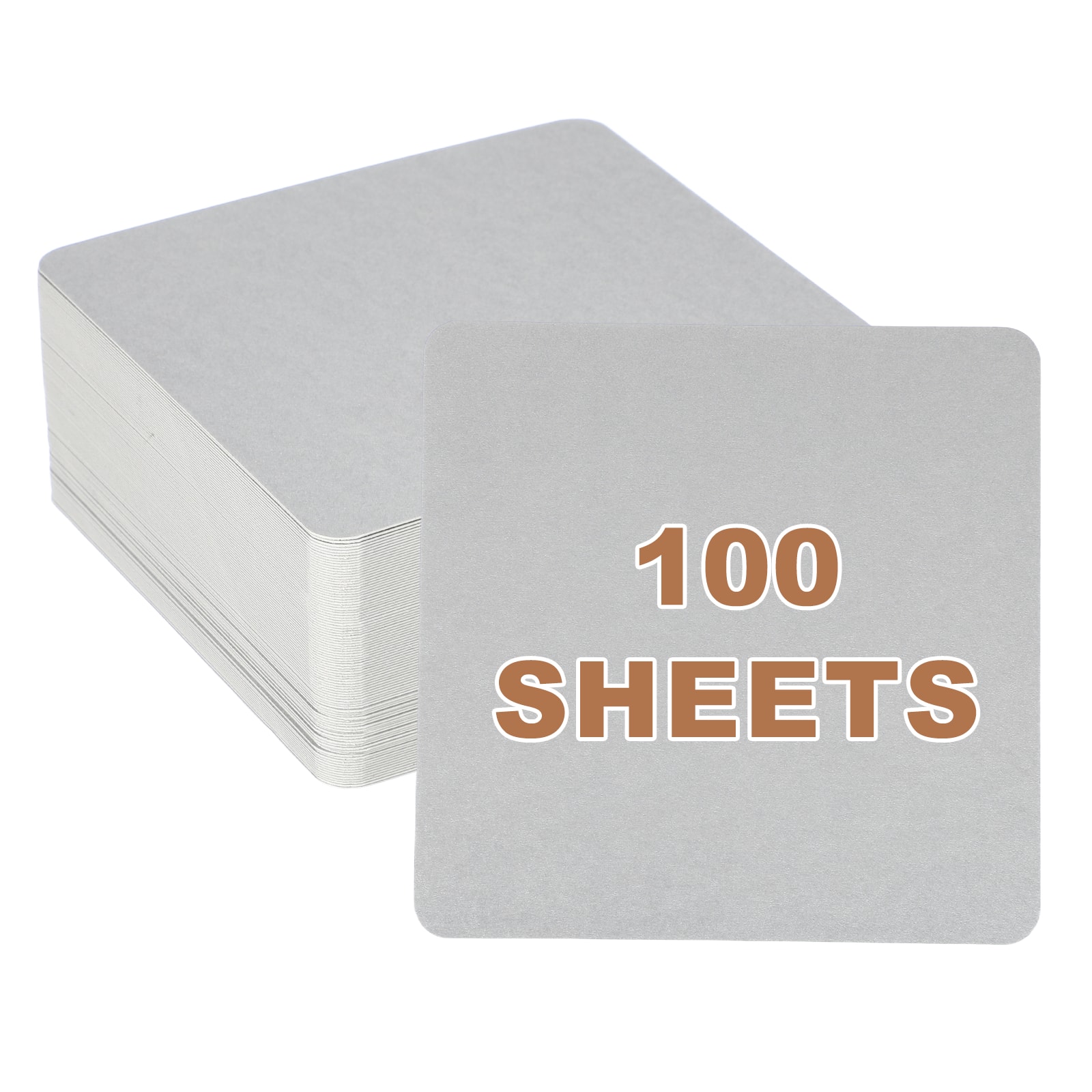 Unique Bargains - 4x4" Large Blank Cardboard Message Cards, 100 Sheets 320GSM Thick Square Note Card for Word, DIY, Flash Study - Silver