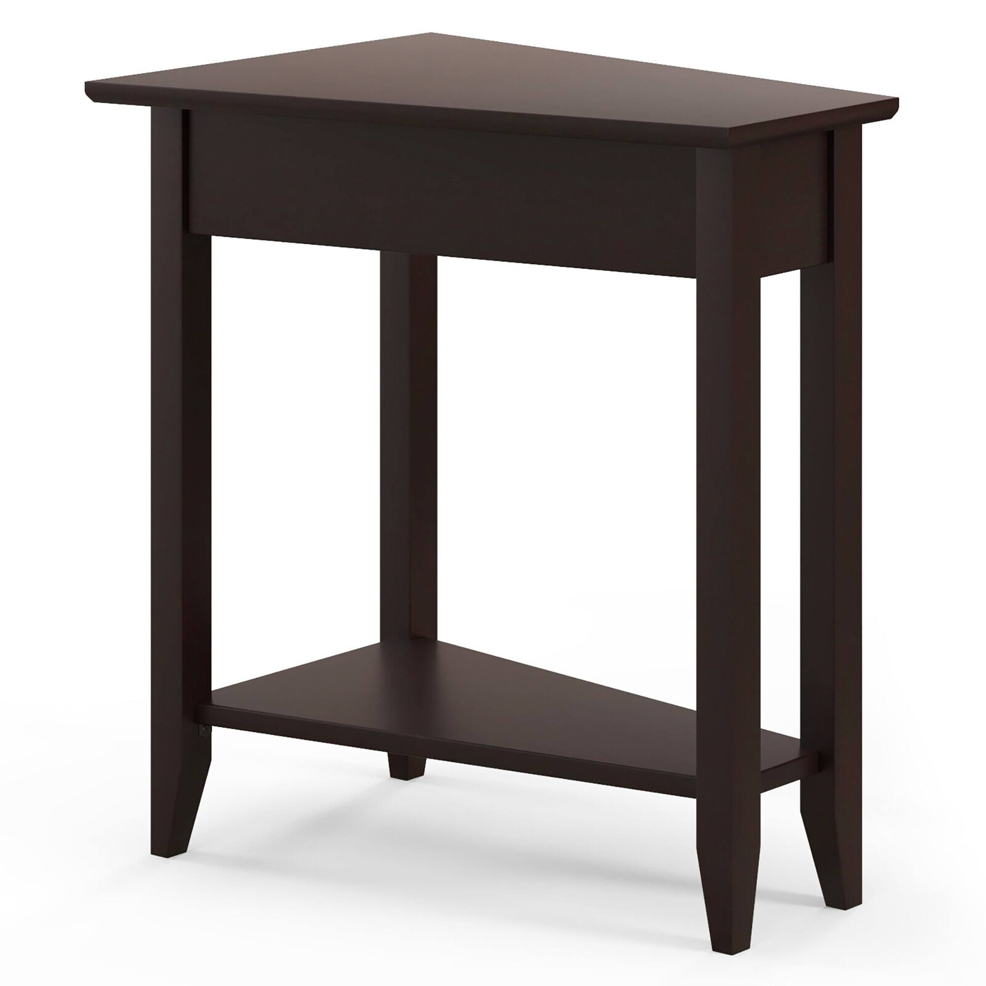 Alt View 8. Gymax - Gymax 2-Tier End Table Irregular Narrow Sofa Side Nightstand w/ Storage Shelf Espresso - Espresso.