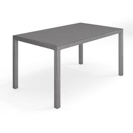 Martha Stewart - Bedford 62" All-Weather Patio Dining Table with Umbrella Hole - Gray