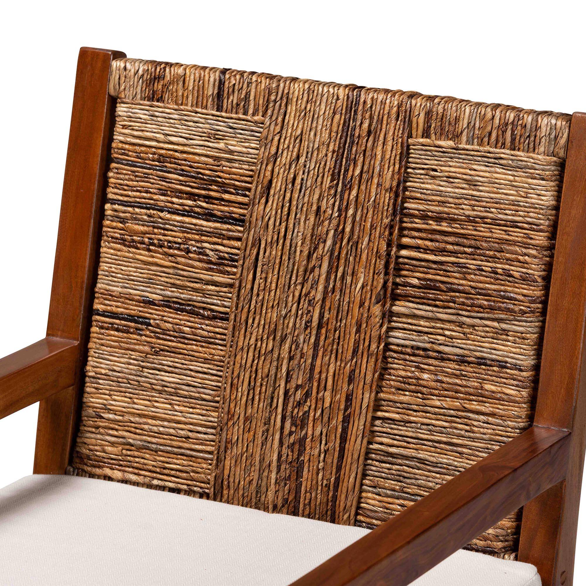 Back. bali & pari - Chabela 2-Piece Handwoven Seagrass Armchairs - Solid Mango Wood Frame Dining Chair with Woven Seat and Backrest - Natural Brown/Medium Brown.