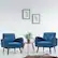 Angle. Costway - Accent Upholstered Single Sofa Home Office Armchair with Wooden Legs (Set of 2) - Blue.