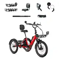 Lectric eBikes - XP Trike2 750 Foldable Long-Range eBike (Max 70mi/17mph) + Cargo Package/Support Seat/Seat Post/Headlight/Mirrors/Lock - Phoenix Red - Front_Zoom