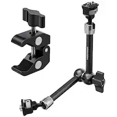 Front. Neewer - 11" Magic Arm with Super Clamp - Camera Monitor Mount for DSLR, Action Cam & Video Light - Black.