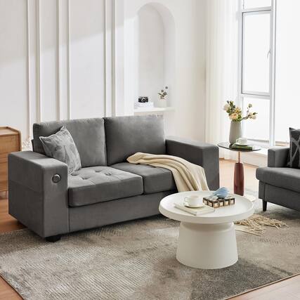 Front. Babevy - 70” Loveseat Sofa, Comfy Couches for Living Room, Cloud Couch with USB/Type-C Charging Ports & Removable Covers - Grey.
