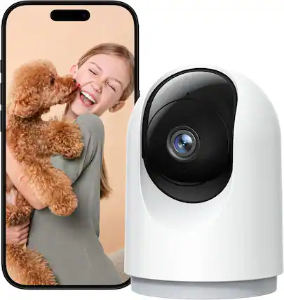 Front. FINEAK - Indoor 2K Security Camera Night Vision, 2-Way Audio - White.