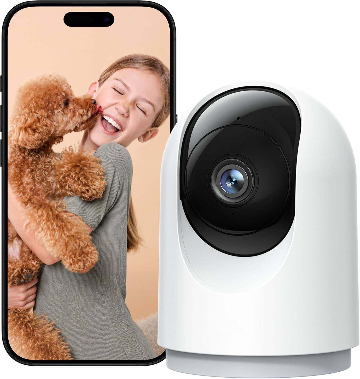 Front. FINEAK - Indoor 2K Security Camera Night Vision, 2-Way Audio - White.
