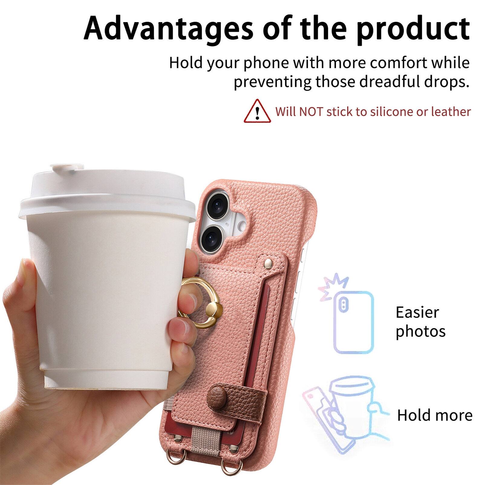 Advantages of the product

- Hold your phone with more comfort while preventing those dreadful drops.
- Will NOT stick to silicone or leather
- Easier photos
- Hold more