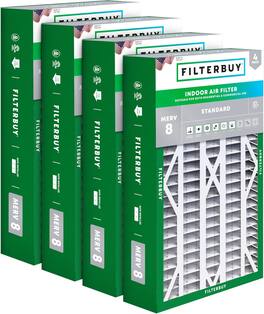 Filterbuy - 16x28x6 MERV 8 Dust & Allergy Defense, Pleated HVAC AC Furnace Air Filters Replacement for AprilAire (4-Pack) - Silver