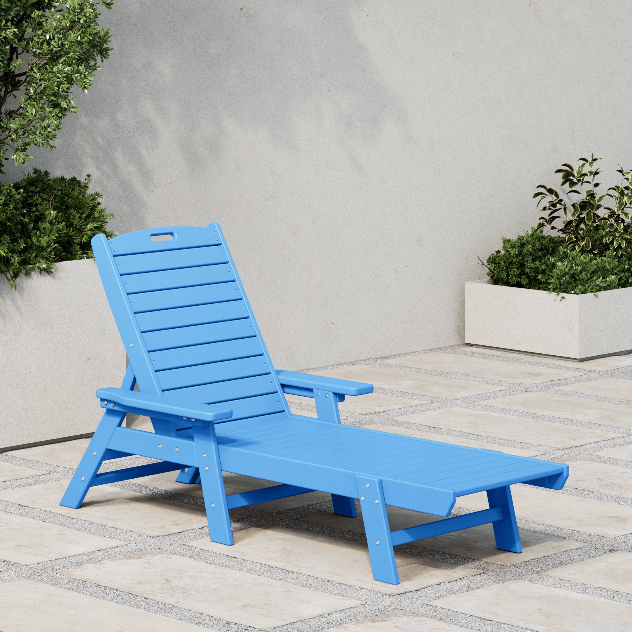 Angle. WestinTrends - WestinTrends Malibu Poly Reclining Chaise Lounge - Pacific Blue.