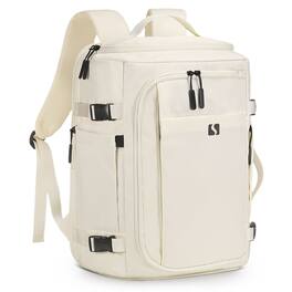 Unique Bargains - 35L Travel Backpack, 17" Laptop, USB-C Port, Expandable Carry-On, TSA Flight Approved Water-Resistant - White