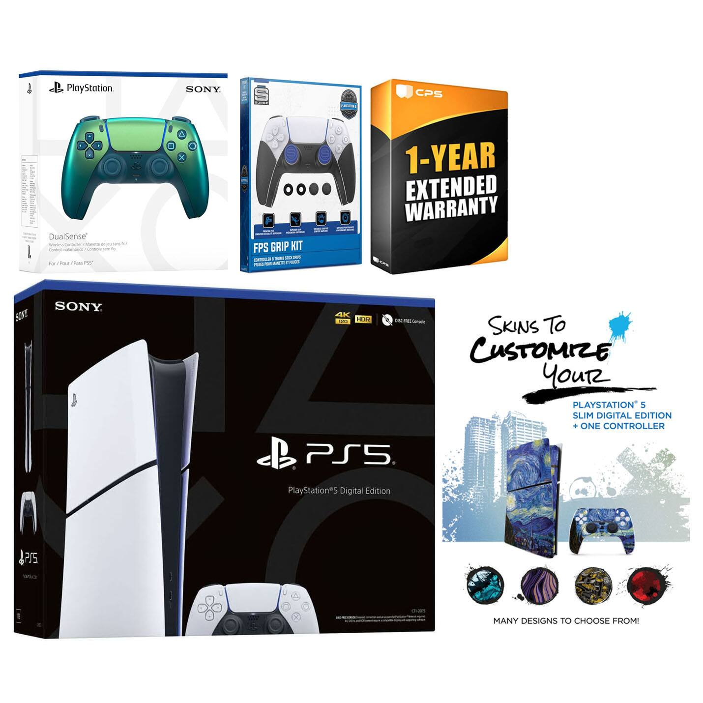 - PlayStation SONY BE CPS
- DualSense
- FPS GRIP KIT
- 1-YEAR EXTENDED WARRANTY
- SONY
- PlayStation 5 Slim Digital Edition
- Skins To Customize Your PlayStation 5 Slim Digital Edition + One Controller
- MANY DESIGNS TO CHOOSE FROM!