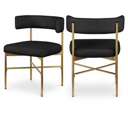 Meridian Furniture - Rivage Durable Linen Textured Fabric Dining Chair, Set of 2 - Black