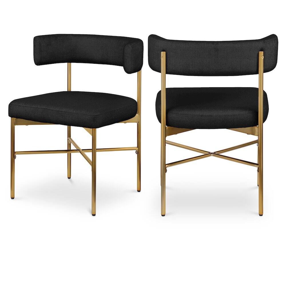Front. Meridian Furniture - Rivage Black Durable Linen Textured Fabric Dining Chair, Set of 2 - Black.