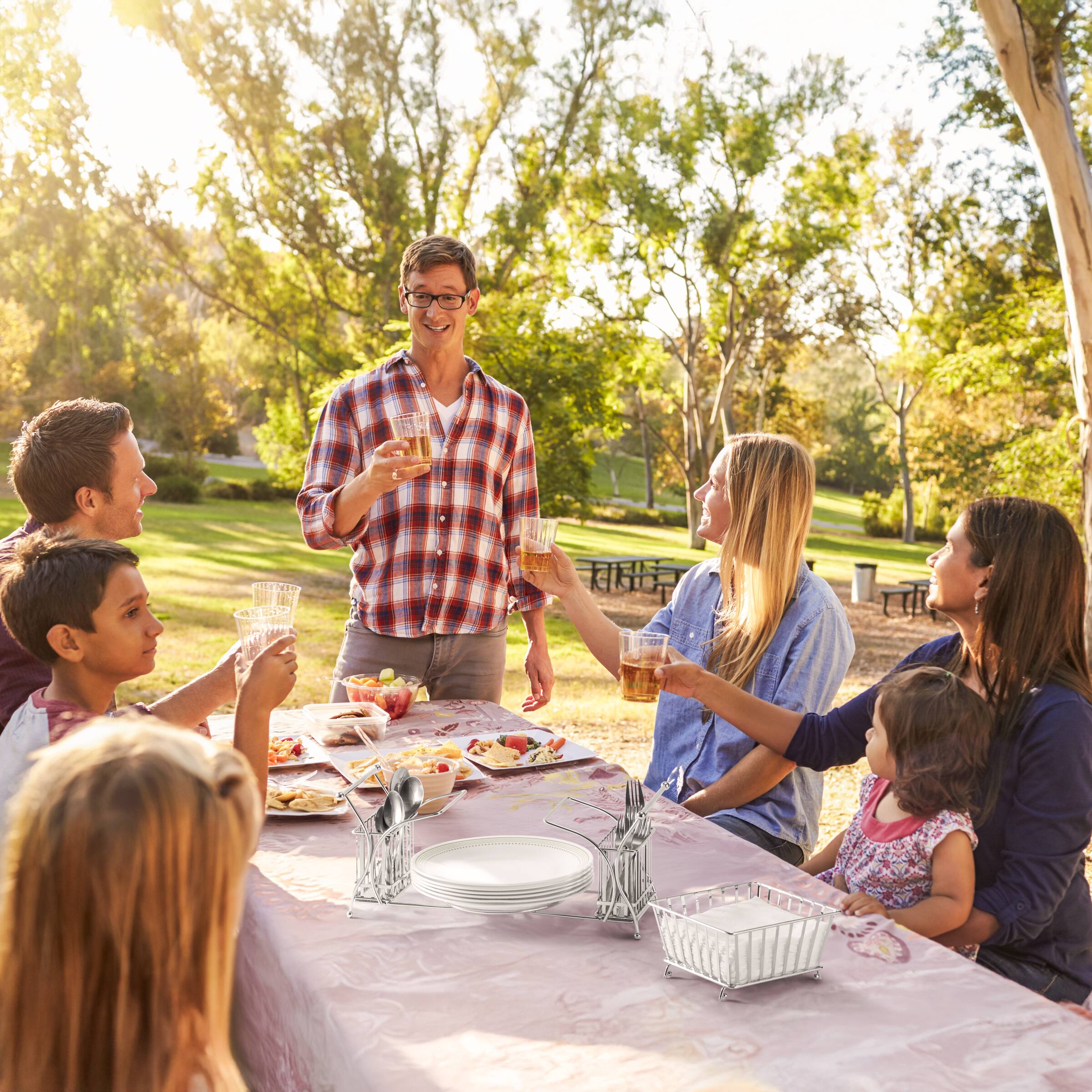 Alt View 3. Sorbus - Sorbus 4 Section all-in-one Buffet Utensil Caddy - Ideal for Dining Table, Party, Buffet, Kitchen, Entertaining - Silver.
