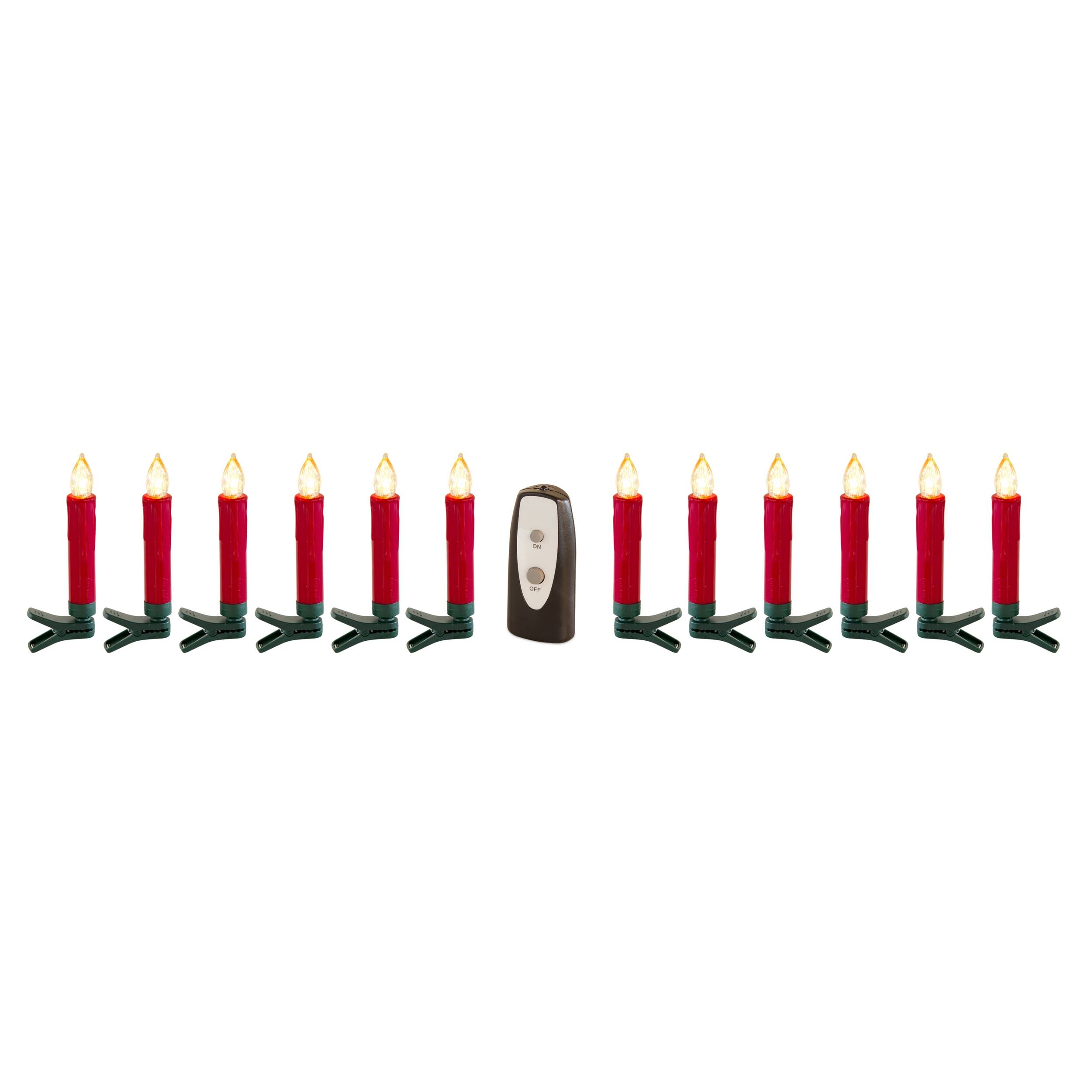 Angle. BreeBe - LED Clip on Taper Candle with Remote (Set of 24) - Red, Green.