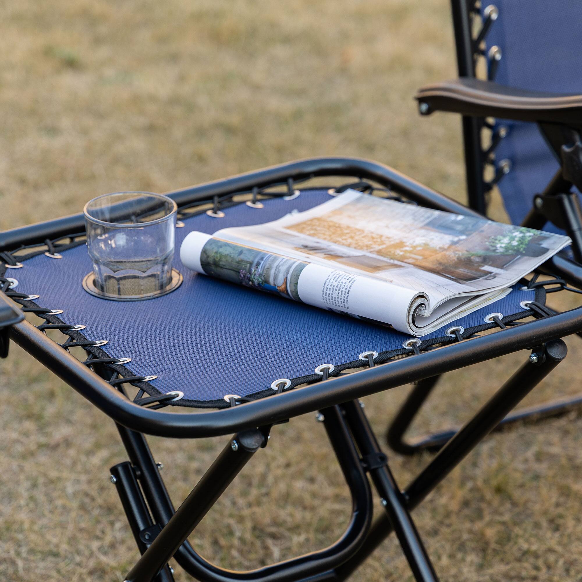 Alt View 8. Outsunny - Zero Gravity Chair Set with Side Table, Folding Reclining Chair with Cupholders & Pillows, Adjustable Lounge Chair - Blue.