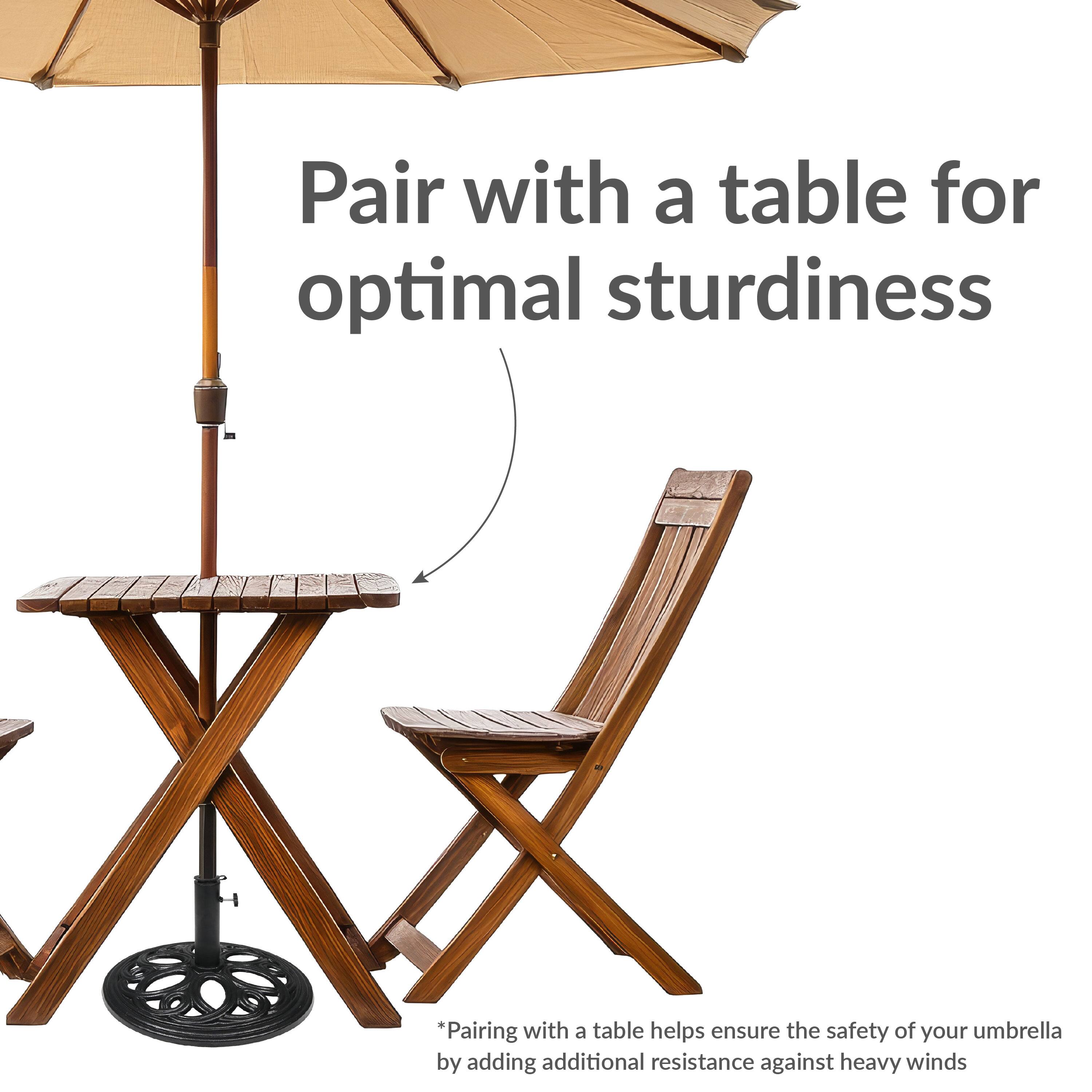 Pair with a table for optimal sturdiness

*Pairing with a table helps ensure the safety of your umbrella by adding additional resistance against heavy winds