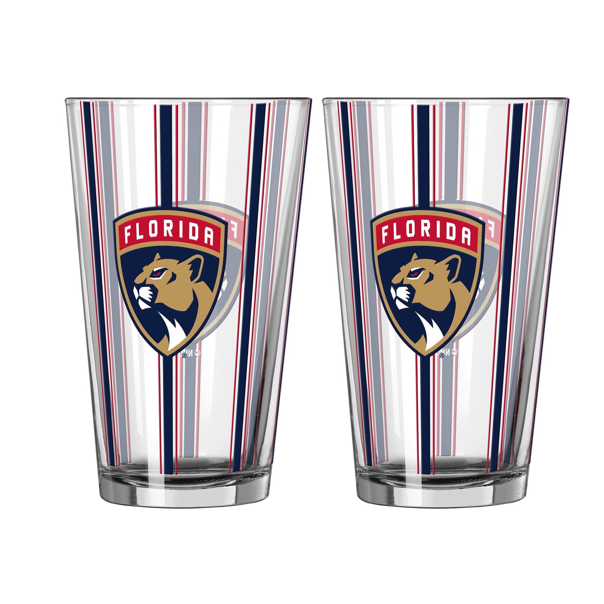 Logo Brands - Florida Panthers Two-Piece 16oz. Striped Pint Glass Set - Multicolor
