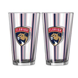 Logo Brands - Florida Panthers Two-Piece 16oz. Striped Pint Glass Set - Multicolor