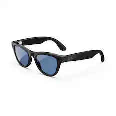 Front. Ray-Ban Meta - Skyler (Gen 1) - Smart AI Glasses for Men and Women - Camera, Audio, Video Recording - Blue Lenses - Shiny Black.
