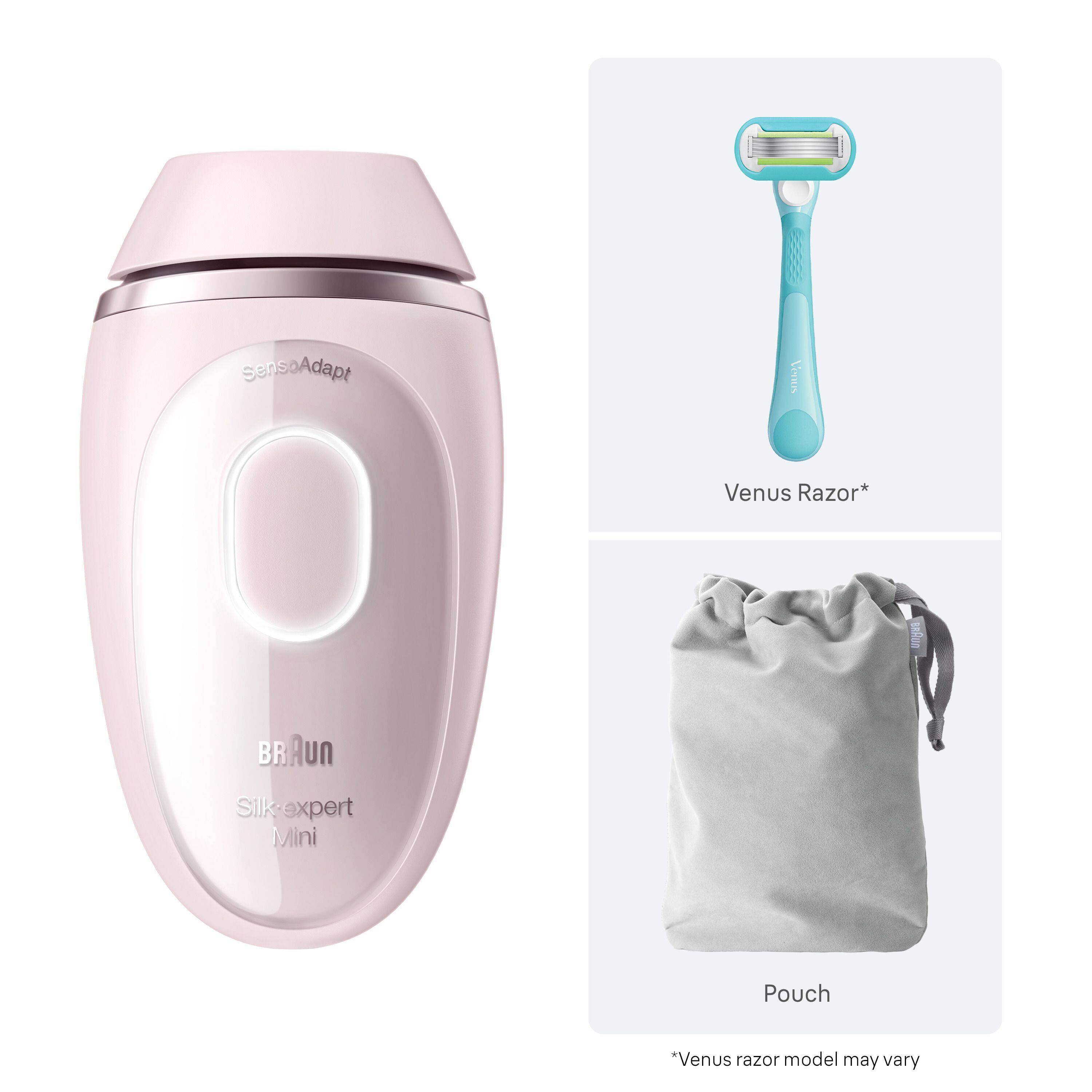 - SensoAdapt
- BRAUN Silk-expert Mini
- Venus Razor*
- Pouch
- *Venus razor model may vary