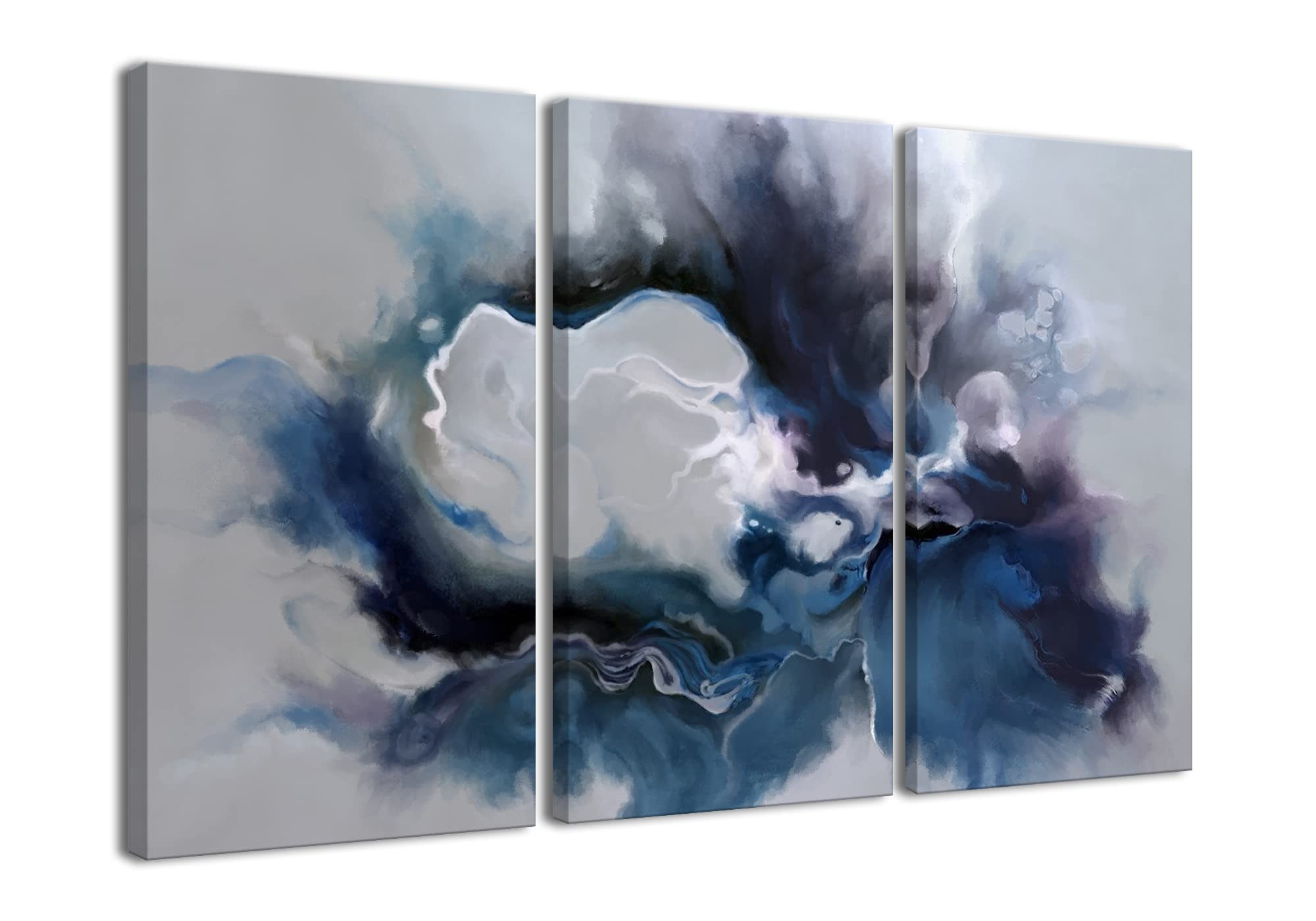 Front. Hirose Alice - Blue and Grey Wall Art-Abstract Picture Canvas Print Wall Painting Modern Artwork Canvas Wall Art for Living - Default.