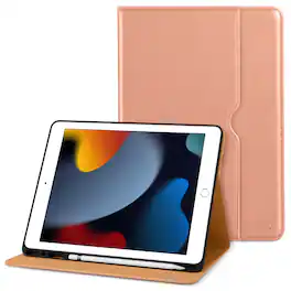 DTTO - Case for iPad 9th/8th/7th Generation 10.2 Inch 2021/2020/2019, Premium Leather Folio Stand - Auto Wake/Sleep - Rose Gold
