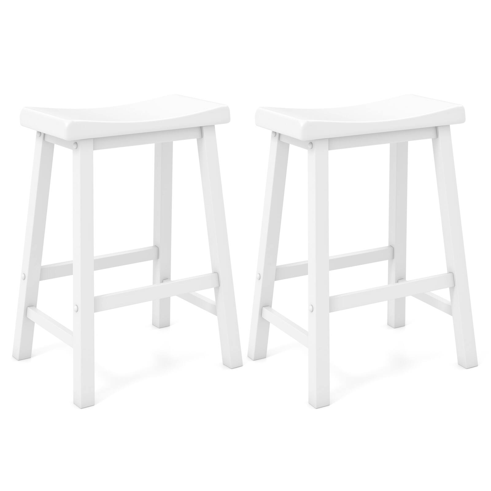 Alt View 9. Gymax - Gymax Set Of 4 Saddle Bar Stools Counter Height Dining Chairs w/ Wooden Legs White - White.