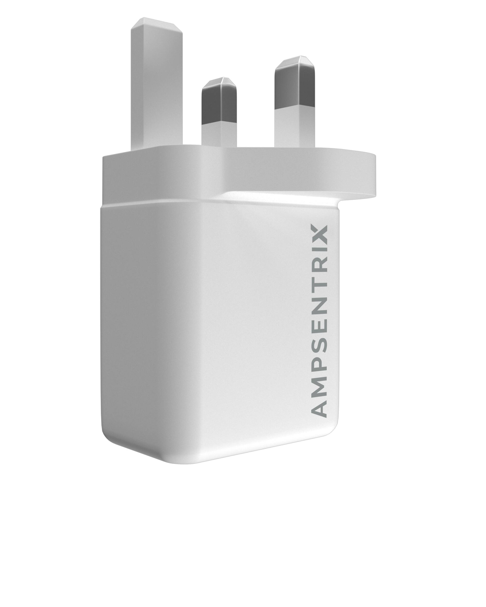 Alt View 2. Ampsentrix - 2 Plug 20W USB Type C And USB Type A Wall Power Adapter (220V UK).