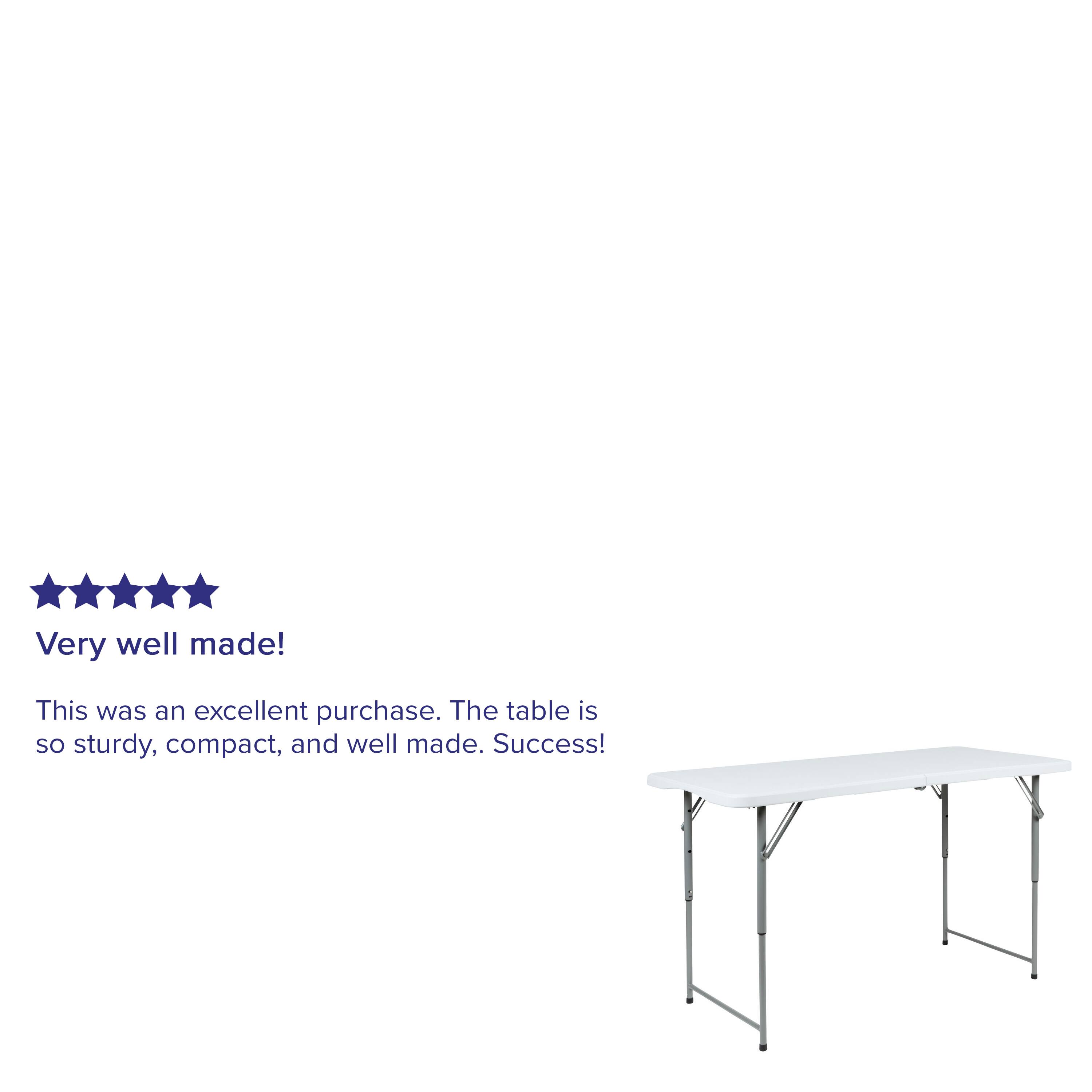 Alt View 14. Alamont Home - Height Adjustable Bi-Fold Plastic Folding Table with Carrying Handle - Granite White.