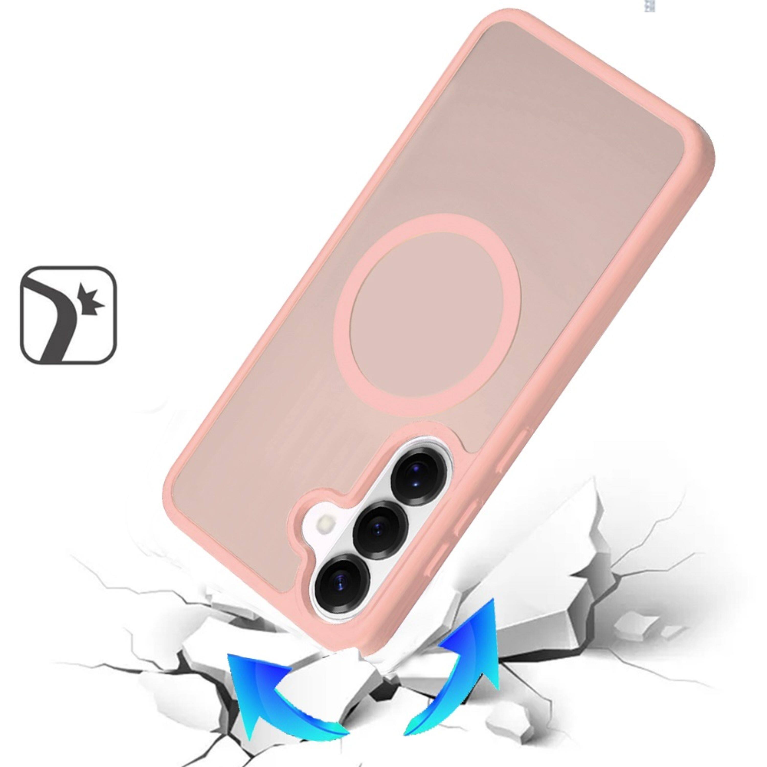 Angle. Kitcheniva - Smooth Translucent Magnetic Circle Case With Tempered Glass For Samsung S26 Plus Light Pink - Light Pink.