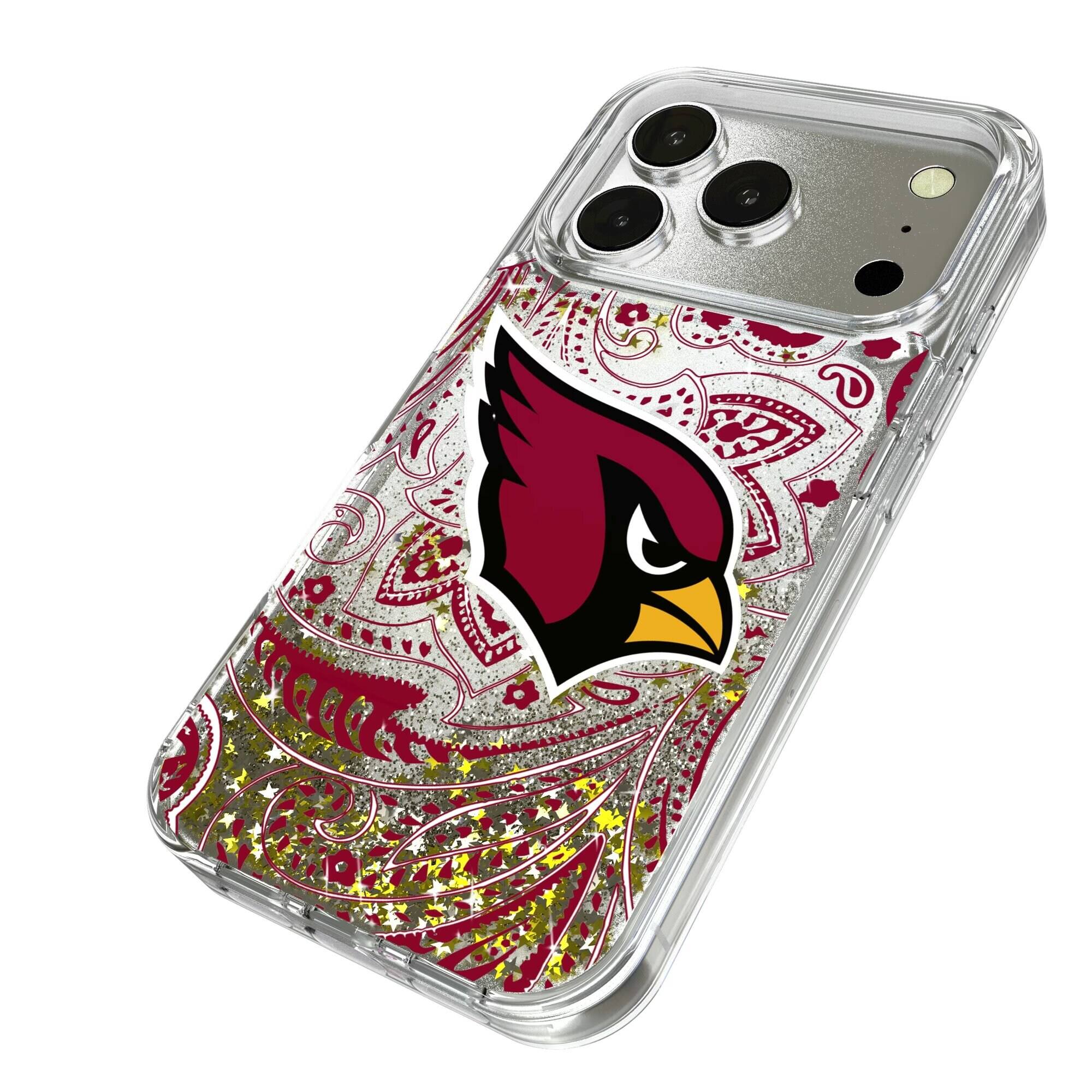 Alt View 1. Keyscaper - Arizona Cardinals iPhone Paisley Design Glitter Case - 17 Pro - Multicolor.